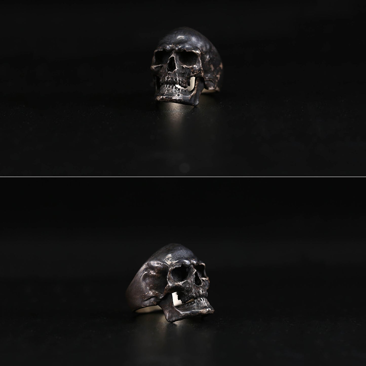 Gothic 925 Sterling Silver & Titanium Lightning Skull Ring - Retro Niche High-end Domineering Motorcycle Ring