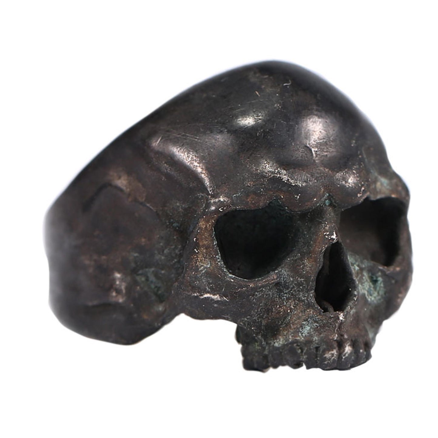 Vintage 925 Sterling Silver & Gem-Set Skull Ring - Original Design Retro Gothic Niche Jewelry