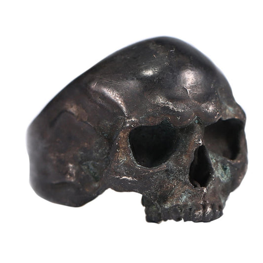 Vintage 925 Sterling Silver & Gem-Set Skull Ring - Original Design Retro Gothic Niche Jewelry