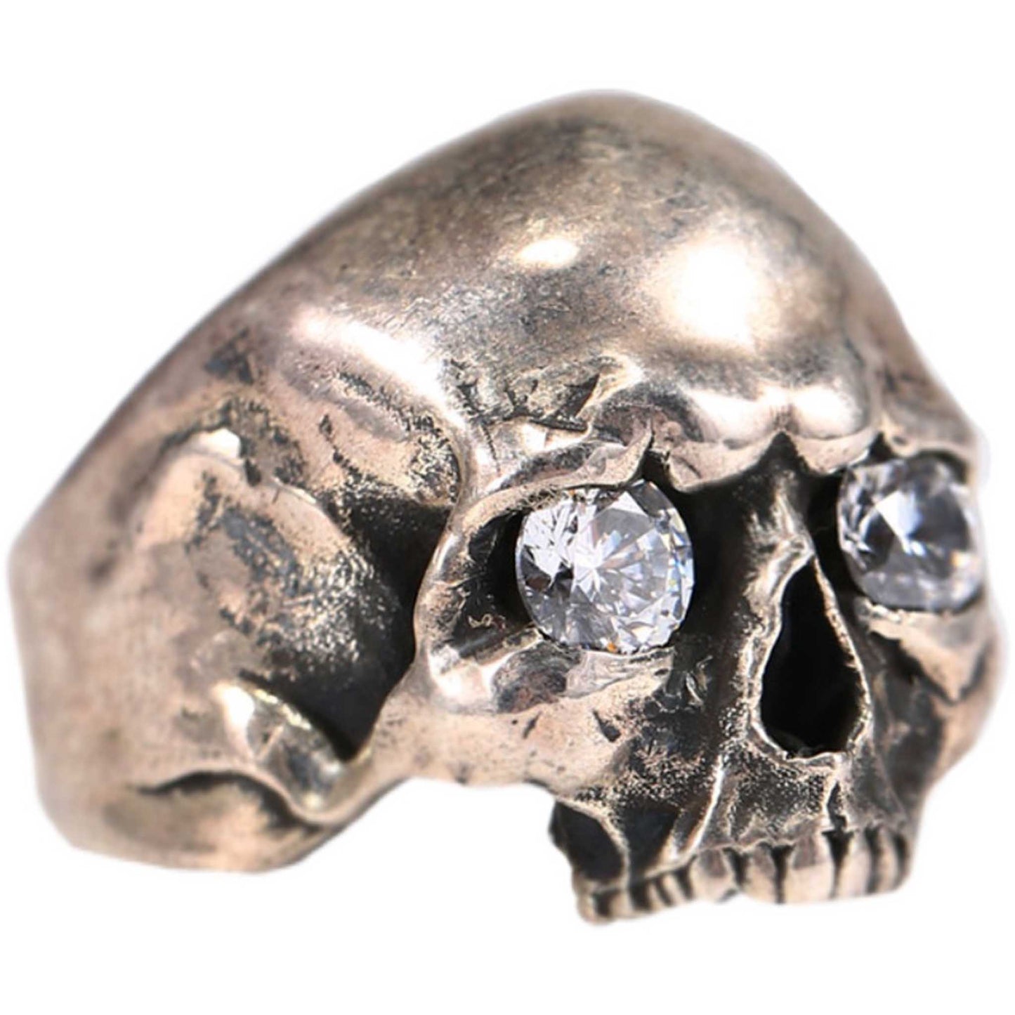 Vintage 925 Sterling Silver & Gem-Set Skull Ring - Original Design Retro Gothic Niche Jewelry