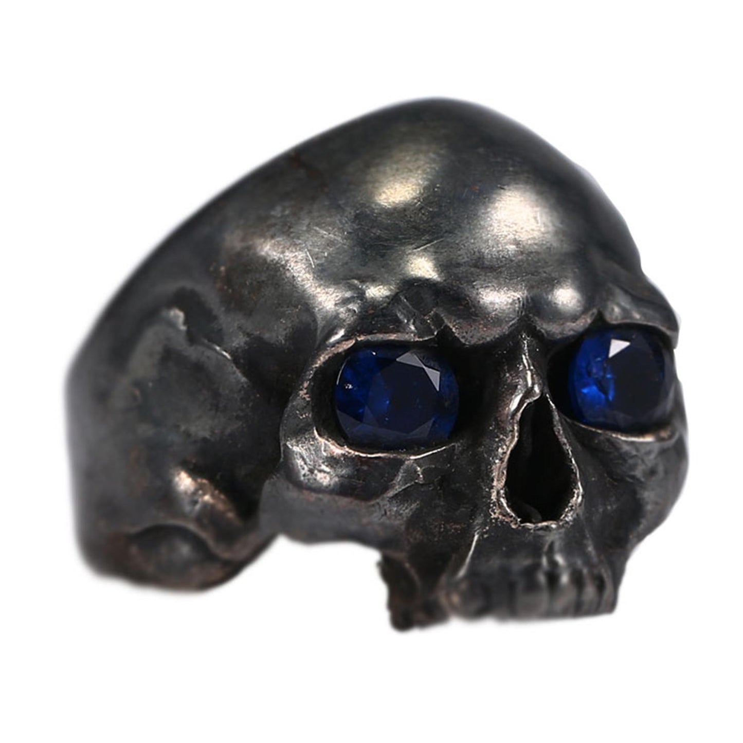 Vintage 925 Sterling Silver & Gem-Set Skull Ring - Original Design Retro Gothic Niche Jewelry