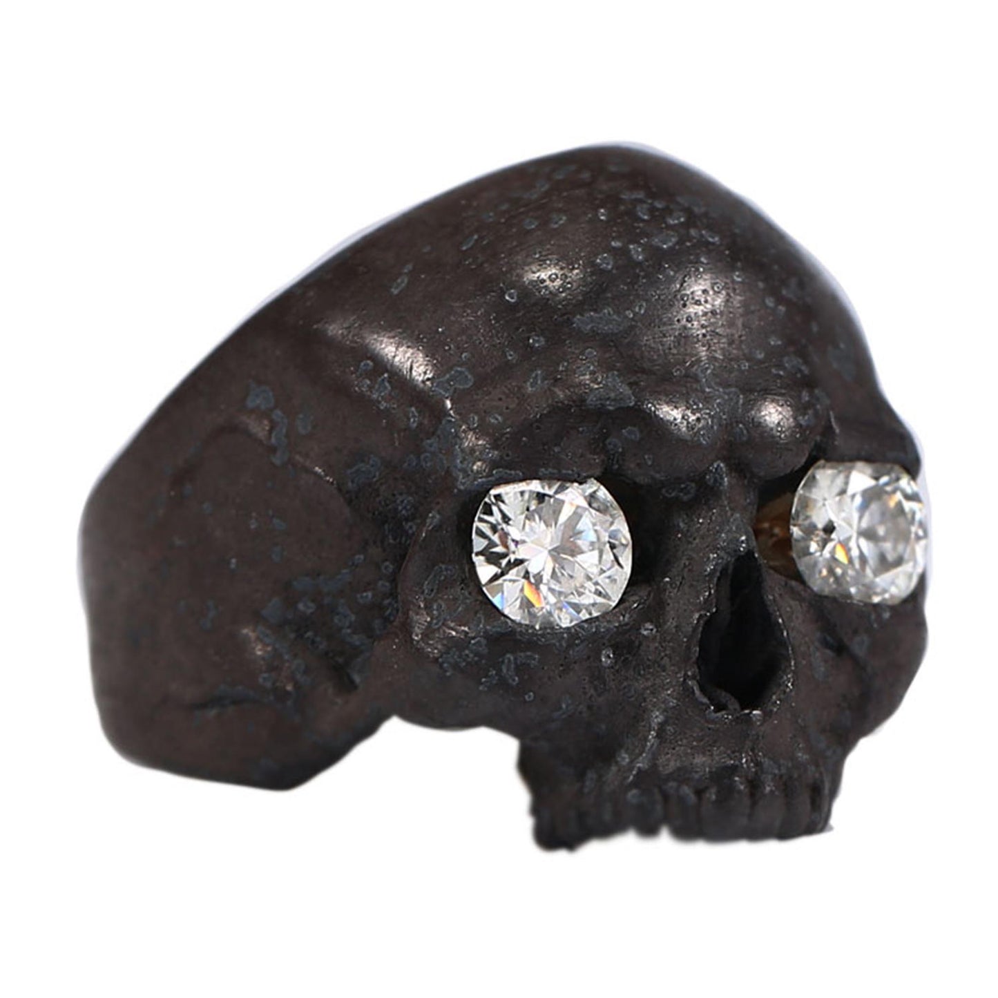 Vintage 925 Sterling Silver & Gem-Set Skull Ring - Original Design Retro Gothic Niche Jewelry