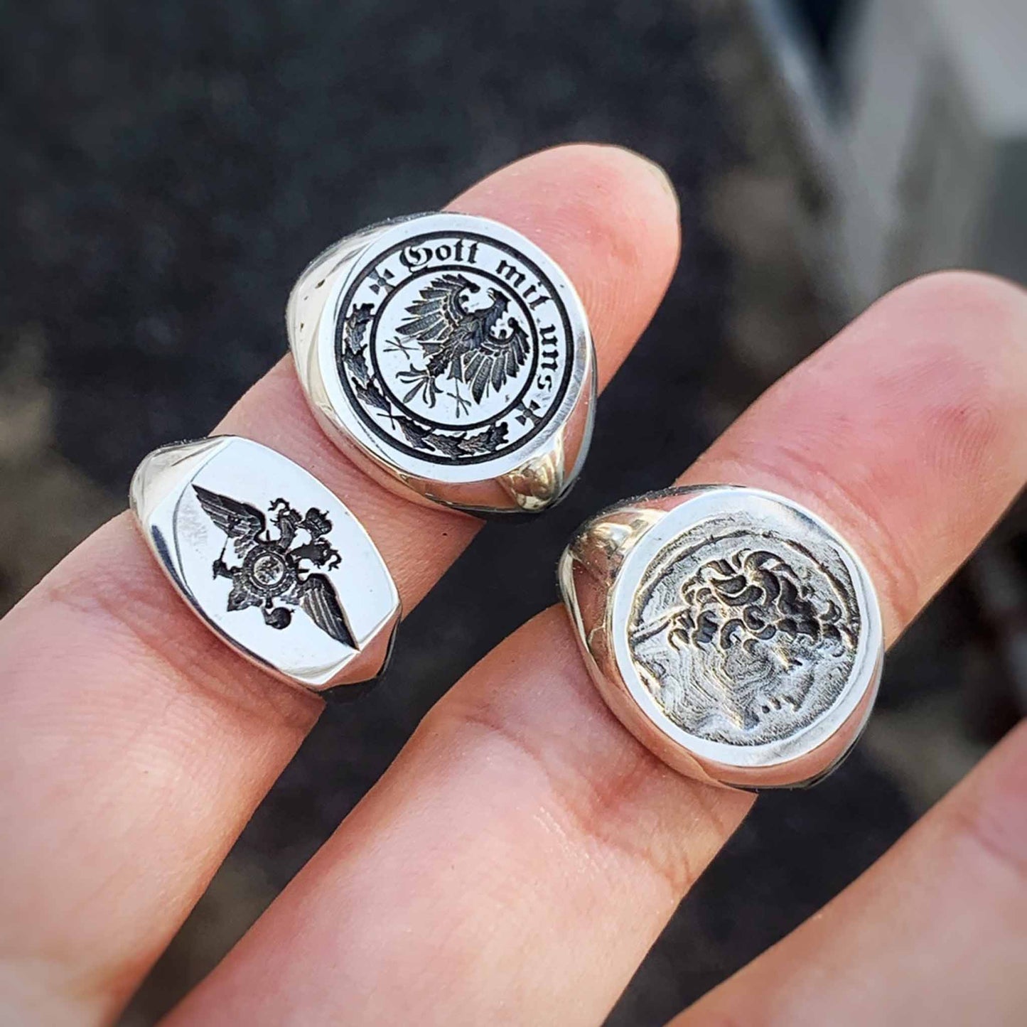 Vintage 925 Sterling Silver Signet Pinky Ring - Retro Gothic Niche Couple Rings