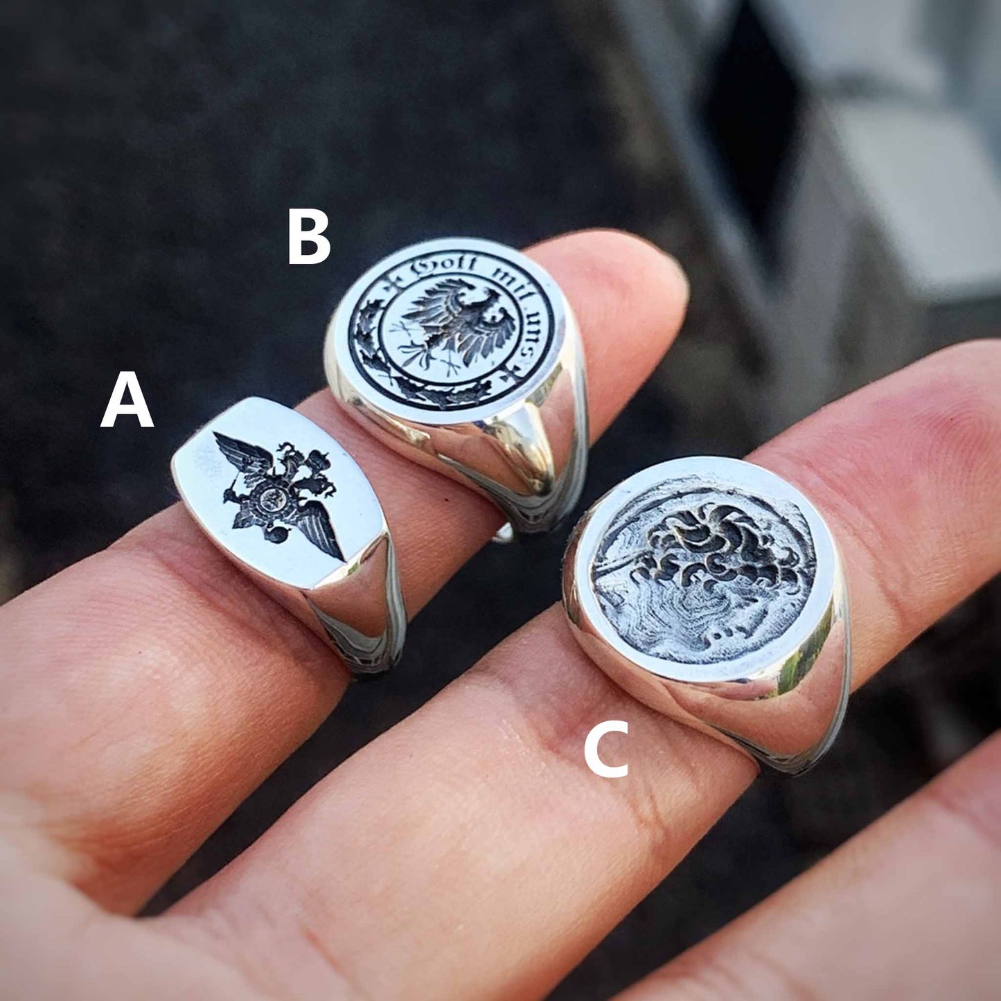 Vintage 925 Sterling Silver Signet Pinky Ring - Retro Gothic Niche Couple Rings