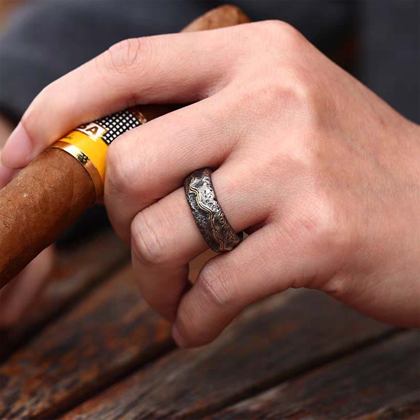 Unique Gothic 925 Sterling Silver & 24K Gold Handmade Ring - Original Design, Authentic Materials, High-Quality Craftsmanship