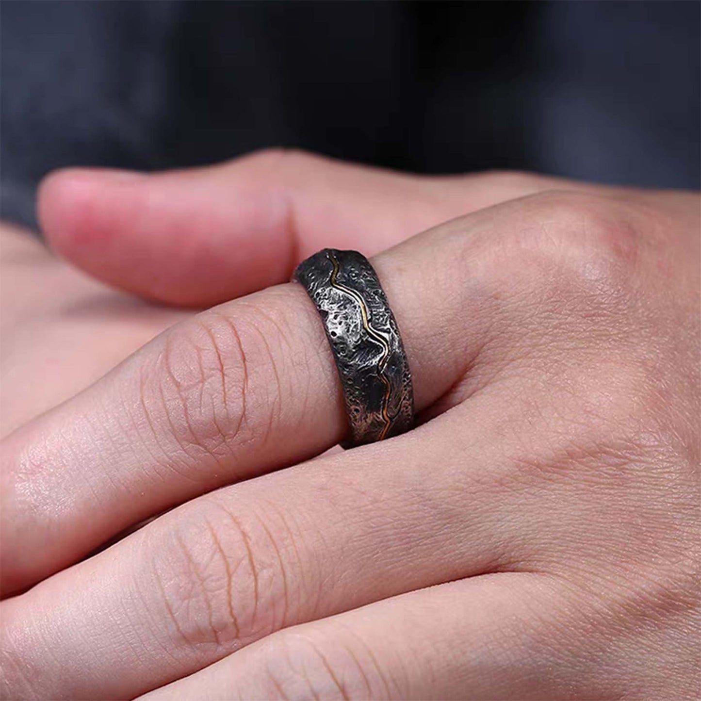 Unique Gothic 925 Sterling Silver & 24K Gold Handmade Ring - Original Design, Authentic Materials, High-Quality Craftsmanship