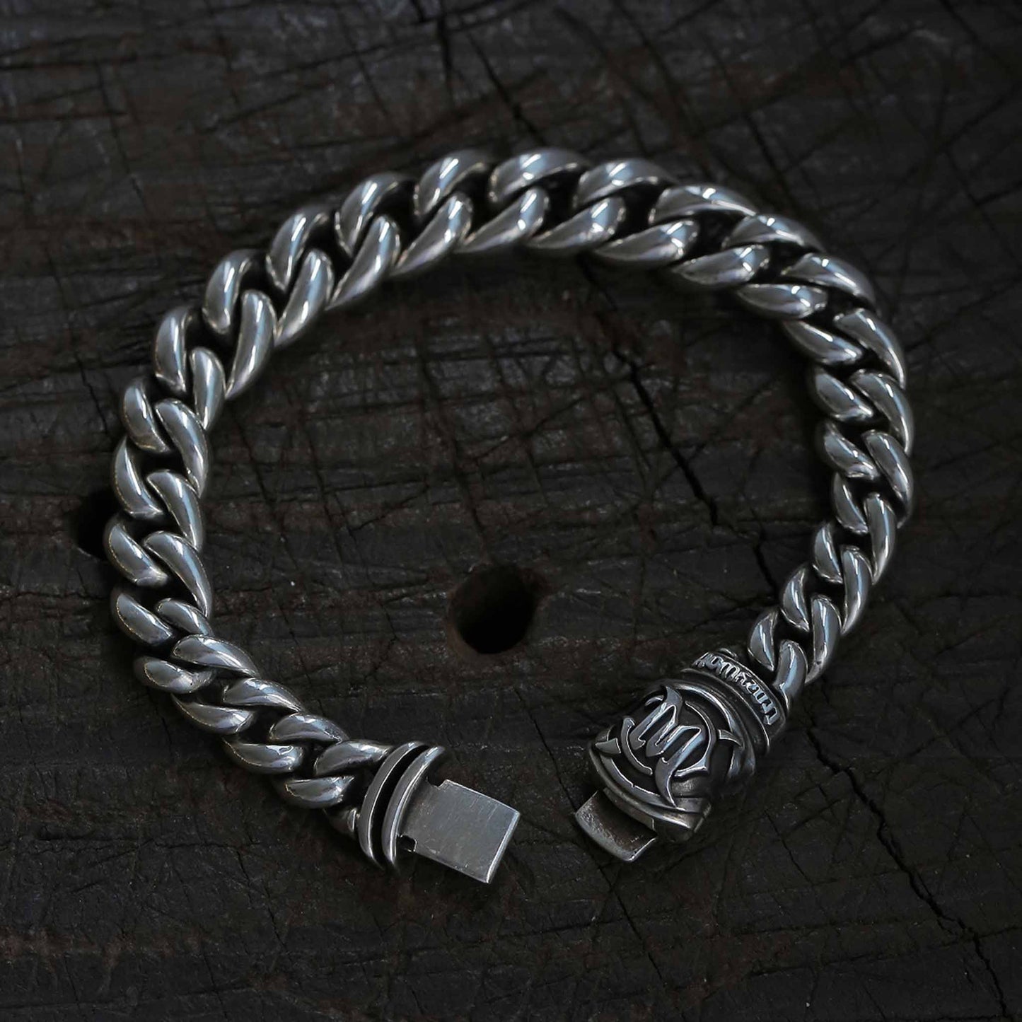 925 Sterling Silver & 18K Gold Cuban Link Bracelet - Unique Statement Gradient Chain Bracelet