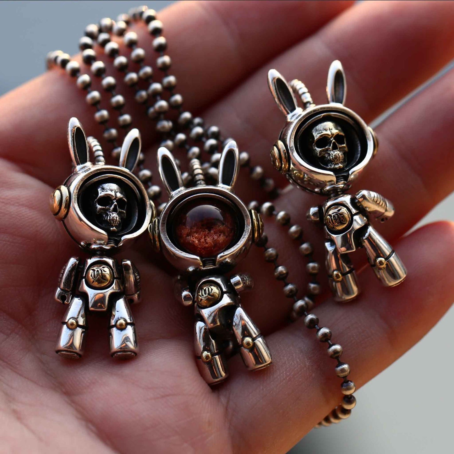 925 Sterling Silver Astronaut Explorer Pendant - Unique Crystal Eye Personality Necklace with Charm