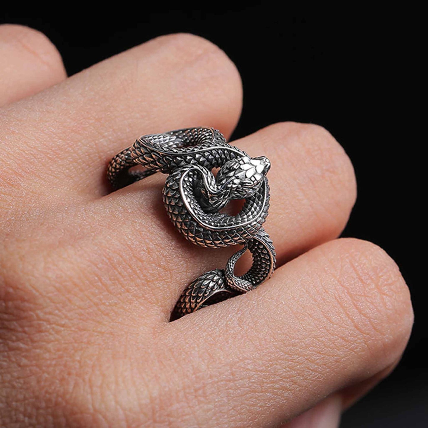 Gothic 925 Sterling Silver & Gold Plated Snake Ring - Retro Niche Statement Open Ring