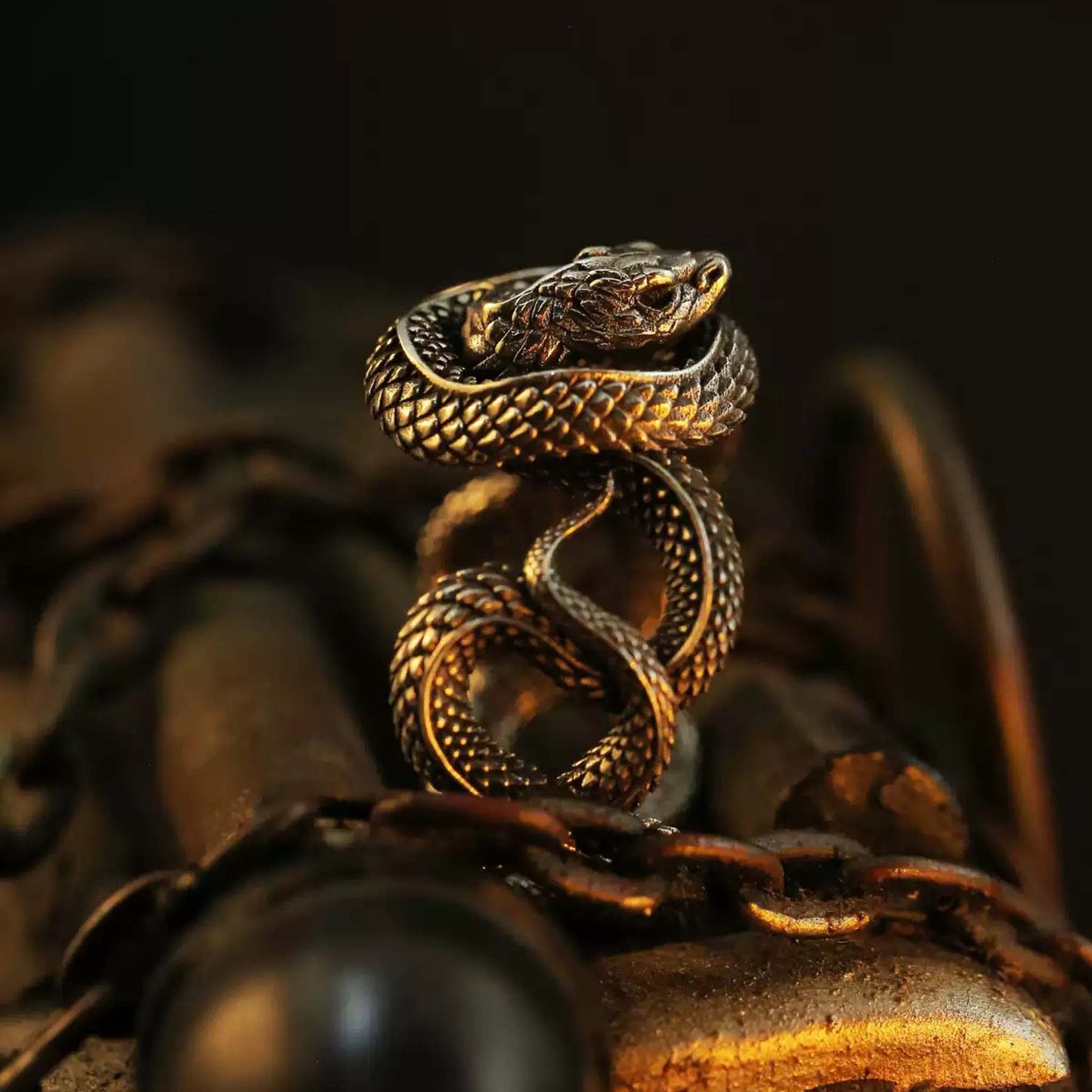 Gothic 925 Sterling Silver & Gold Plated Snake Ring - Retro Niche Statement Open Ring