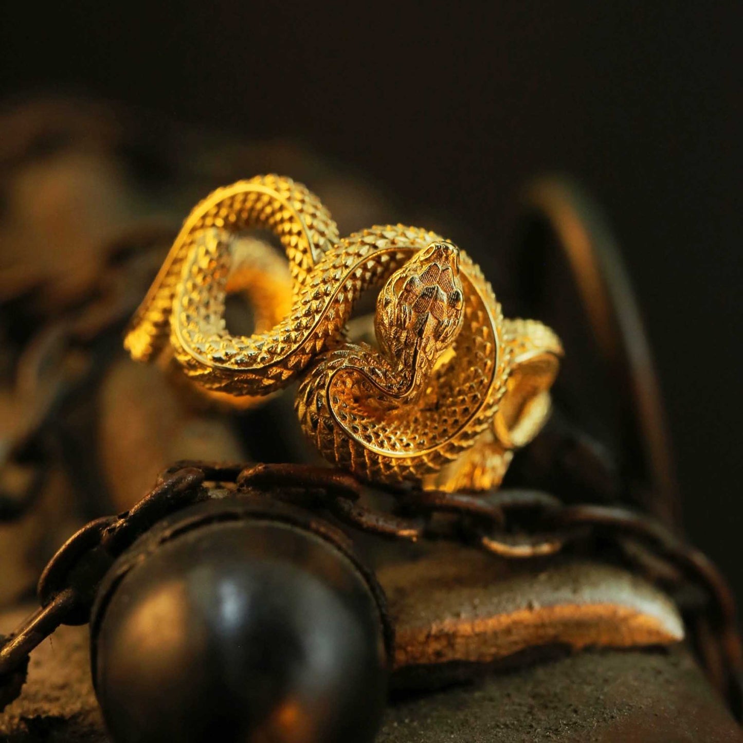 Gothic 925 Sterling Silver & Gold Plated Snake Ring - Retro Niche Statement Open Ring