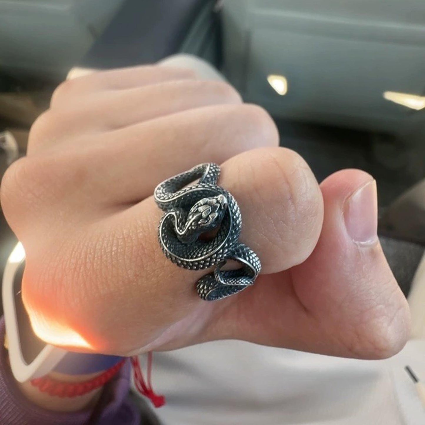 Gothic 925 Sterling Silver & Gold Plated Snake Ring - Retro Niche Statement Open Ring