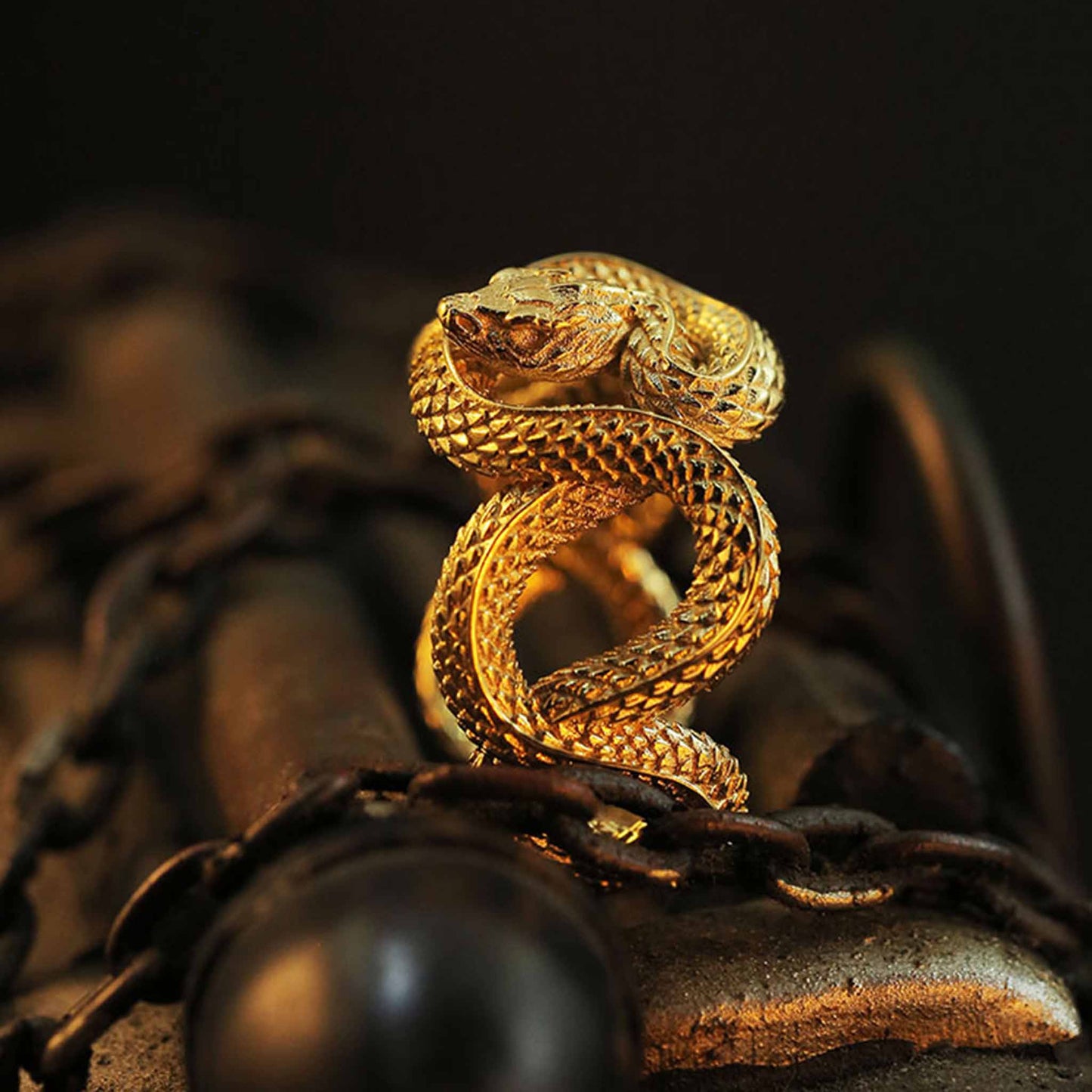 Gothic 925 Sterling Silver & Gold Plated Snake Ring - Retro Niche Statement Open Ring