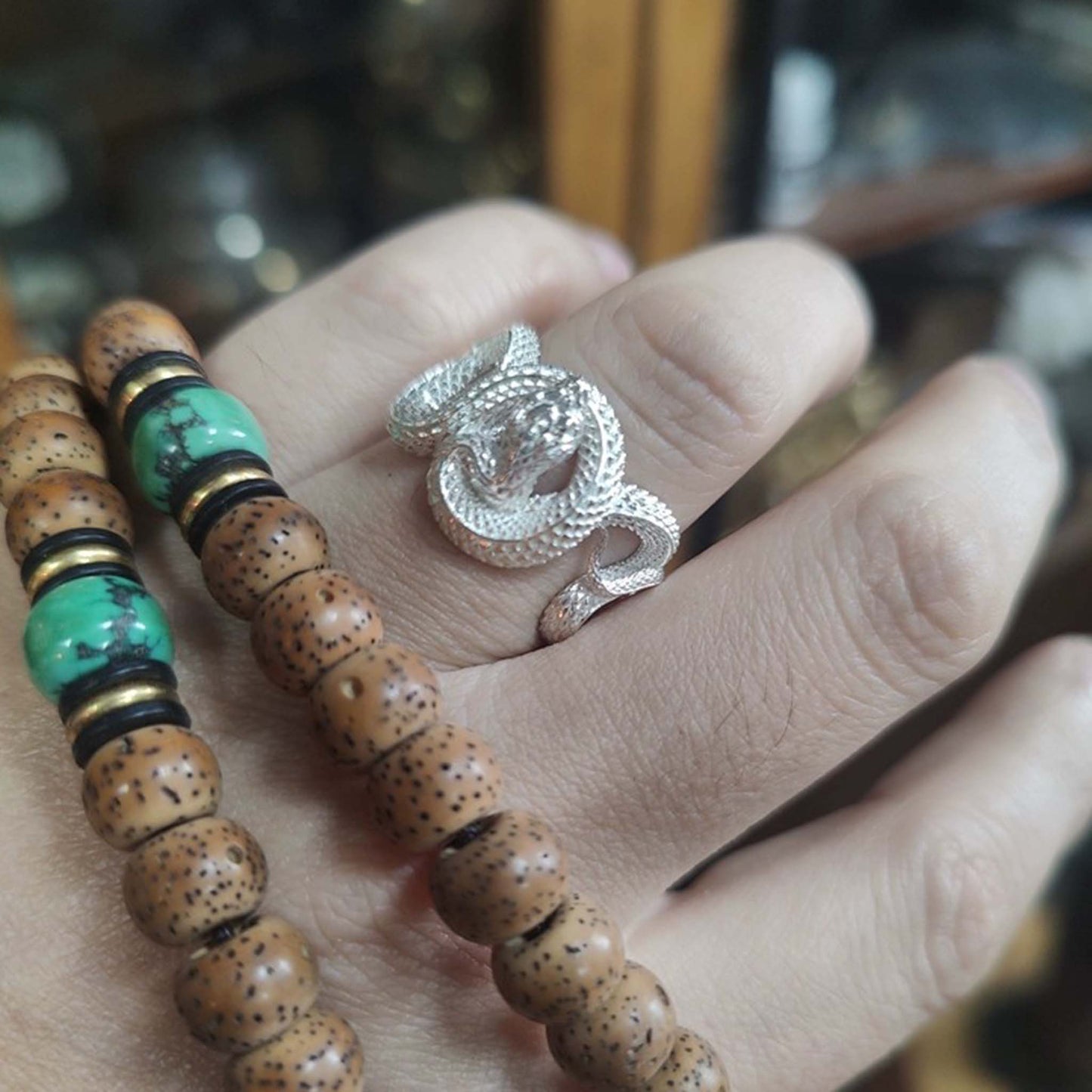 Gothic 925 Sterling Silver & Gold Plated Snake Ring - Retro Niche Statement Open Ring