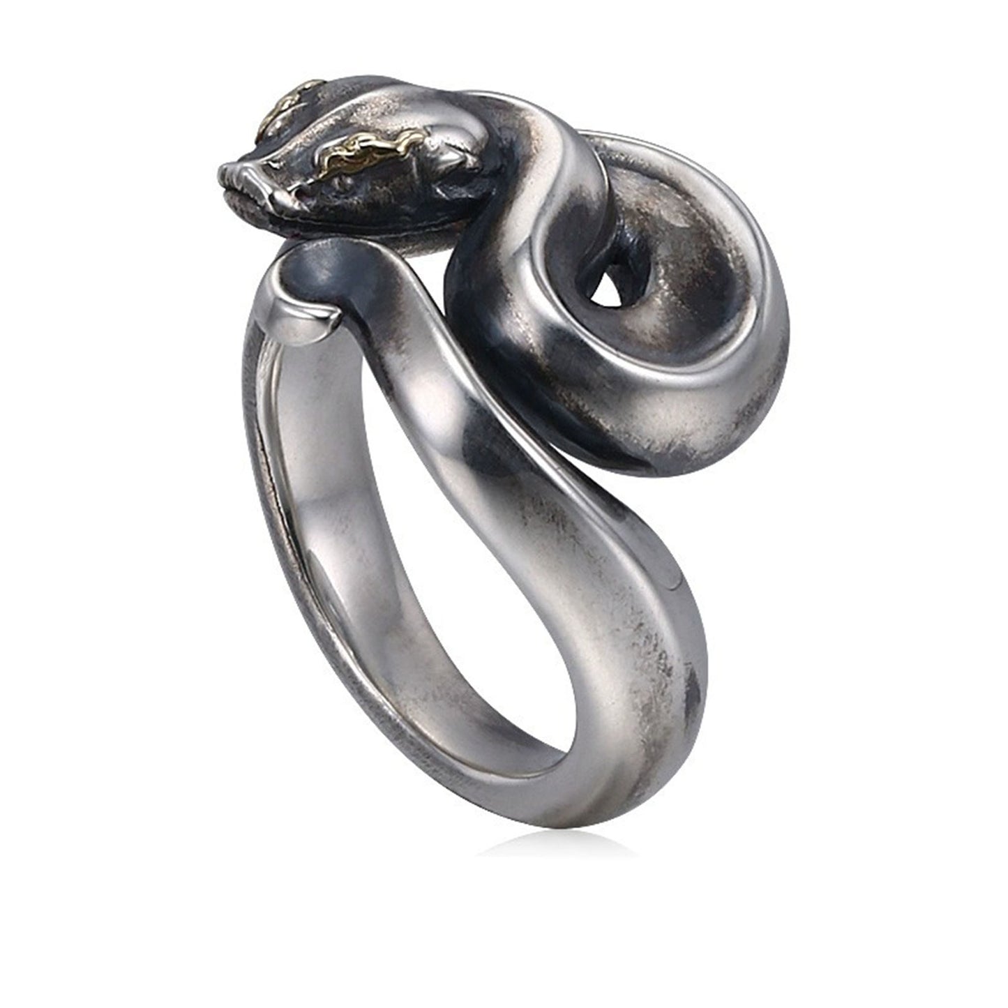 Gothic 925 Sterling Silver Viper Snake Ring - Retro Niche Statement Tail Ring
