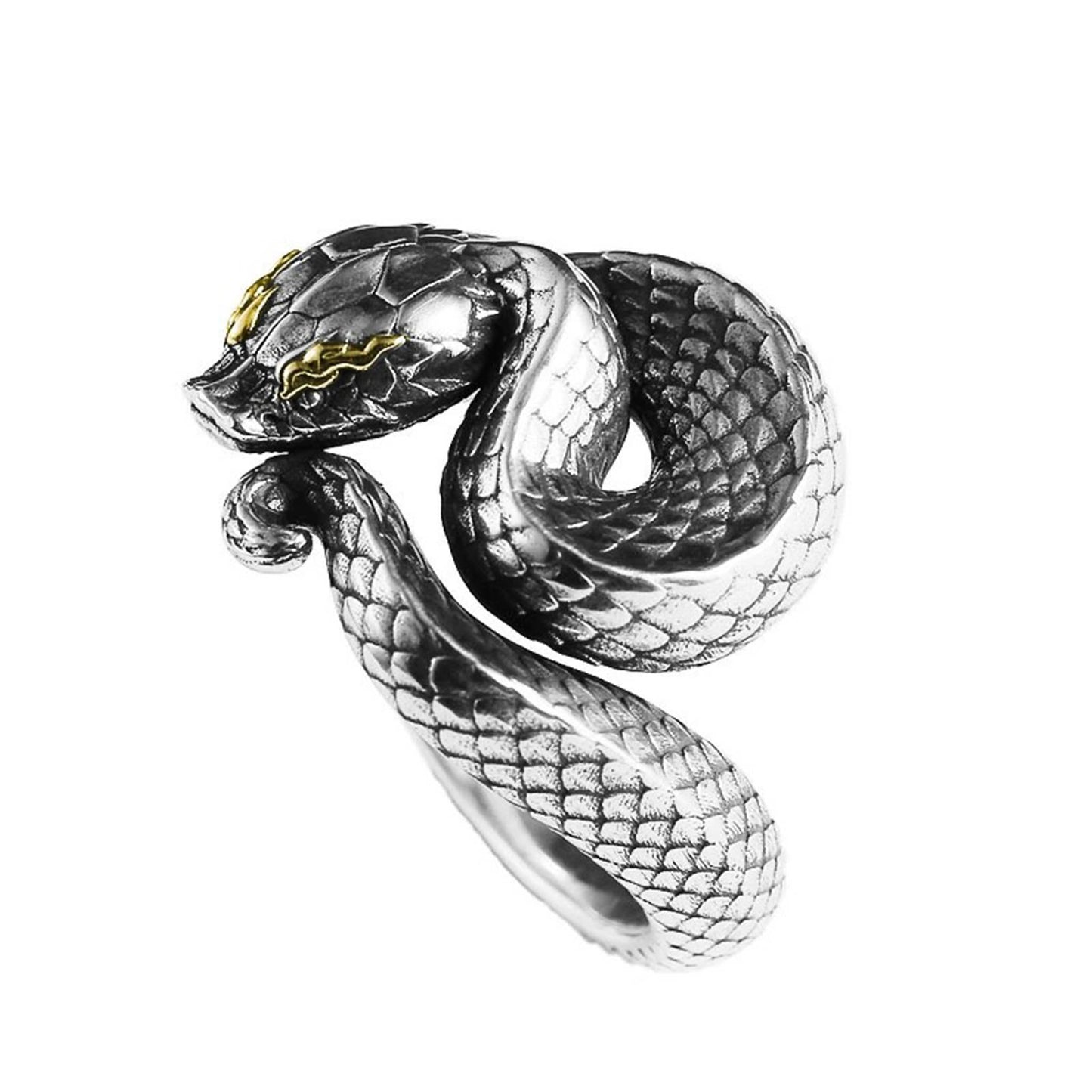 Gothic 925 Sterling Silver Viper Snake Ring - Retro Niche Statement Tail Ring