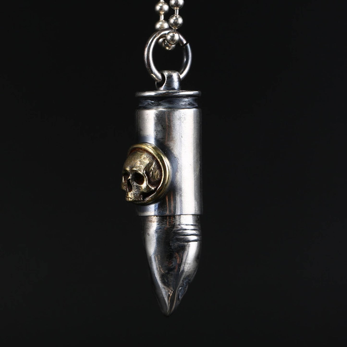 Gothic 925 Sterling Silver Skull Bullet Pendant - Retro Unique Handmade Necklace With Charm
