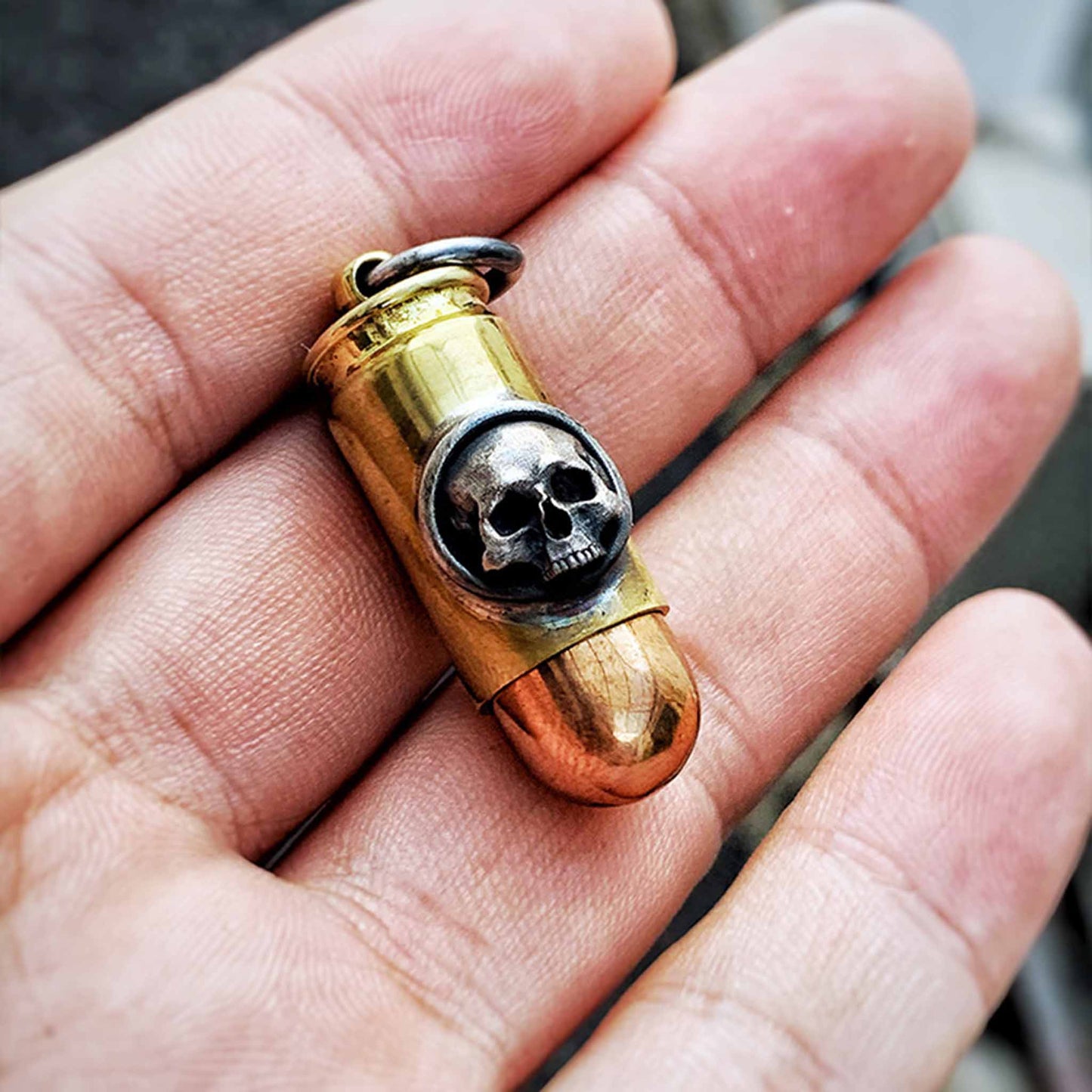 Gothic 925 Sterling Silver Skull Bullet Pendant - Retro Unique Handmade Necklace With Charm